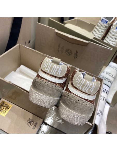 Cheap Reps Golden Goose Womens Mid Star Sneakers with Pink-gold Glitter