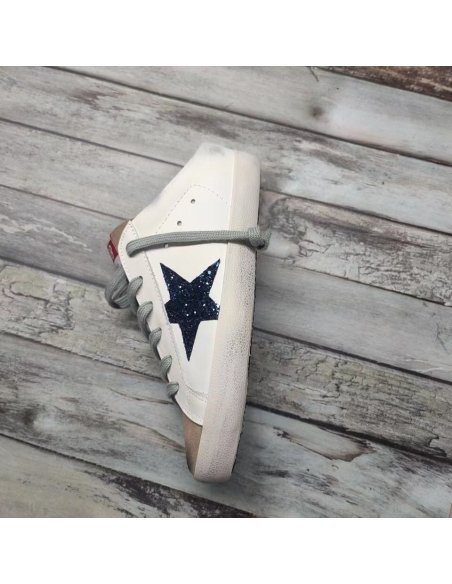 Cheap Reps Golden Goose Womens Super-Star Sabots with Blue Glitter Star