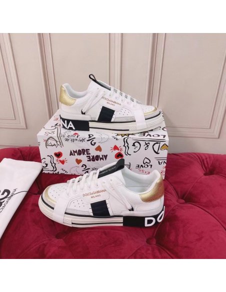 Cheap Reps Dolce Gabbana Womens Custom 2.Zero Sneakers White/Black
