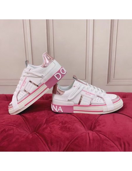 Cheap Reps Dolce Gabbana Womens Custom 2.Zero Sneakers White/Pink