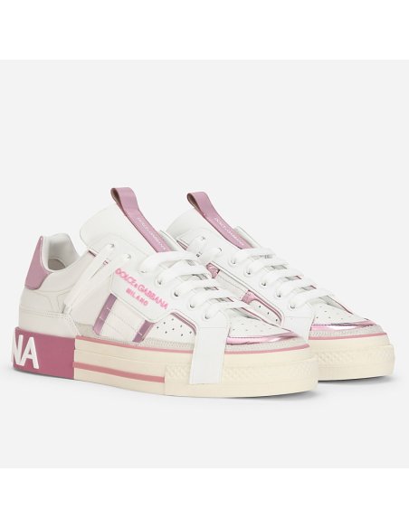 Cheap Reps Dolce Gabbana Womens Custom 2.Zero Sneakers White/Pink