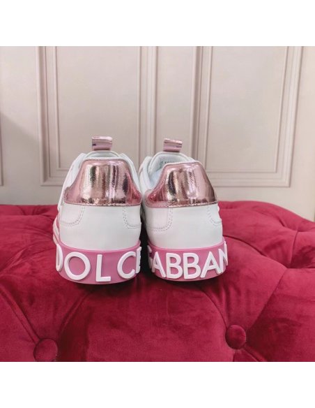Cheap Reps Dolce Gabbana Womens Custom 2.Zero Sneakers White/Pink