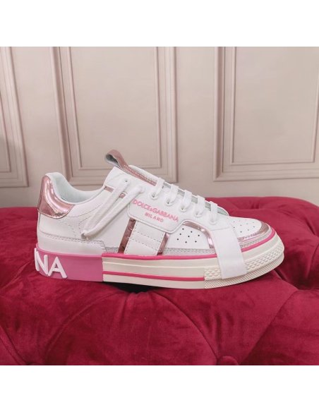 Cheap Reps Dolce Gabbana Womens Custom 2.Zero Sneakers White/Pink