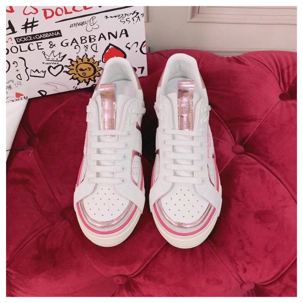 Cheap Reps Dolce Gabbana Womens Custom 2.Zero Sneakers White/Pink