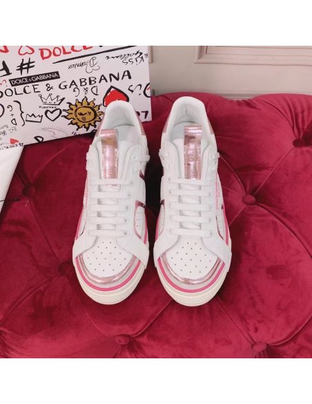 Cheap Reps Dolce Gabbana Womens Custom 2.Zero Sneakers White/Pink