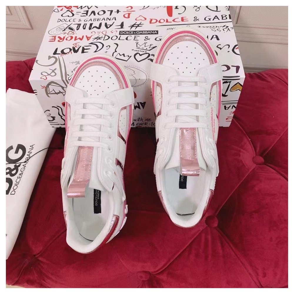 Cheap Reps Dolce Gabbana Womens Custom 2.Zero Sneakers White/Pink