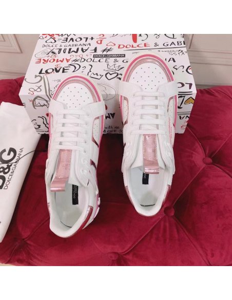 Cheap Reps Dolce Gabbana Womens Custom 2.Zero Sneakers White/Pink