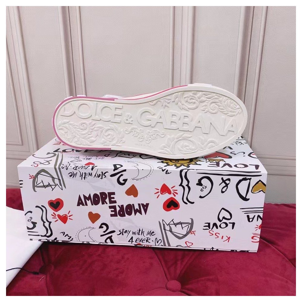 Cheap Reps Dolce Gabbana Womens Custom 2.Zero Sneakers White/Pink