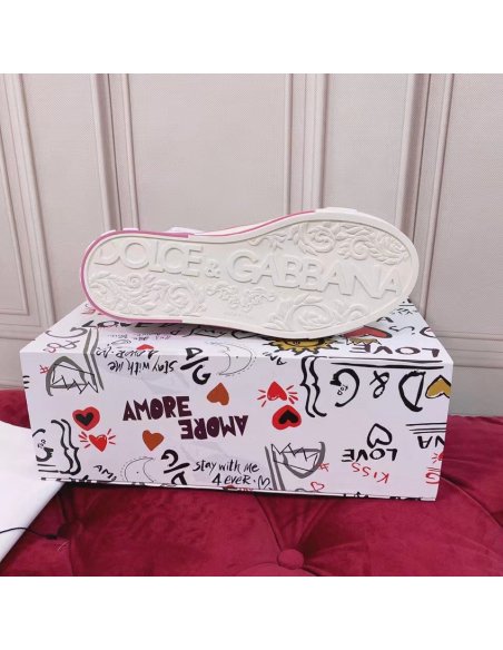 Cheap Reps Dolce Gabbana Womens Custom 2.Zero Sneakers White/Pink