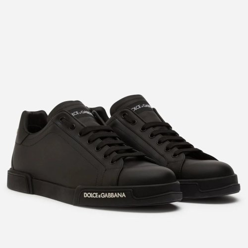 Cheap Reps Dolce Gabbana Womens Portofino Sneakers In Black Leather