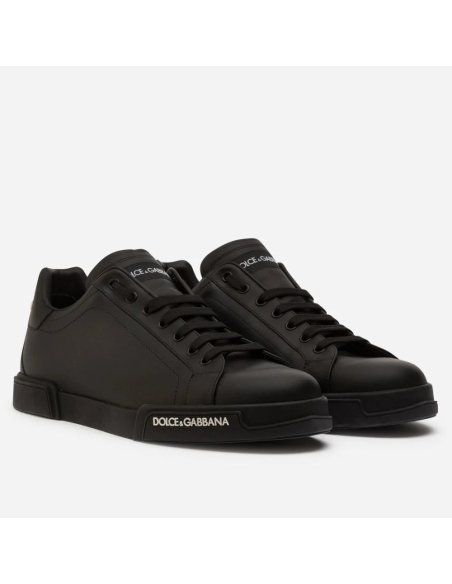 Cheap Reps Dolce Gabbana Womens Portofino Sneakers In Black Leather