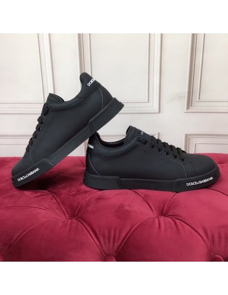 Cheap Reps Dolce Gabbana Womens Portofino Sneakers In Black Leather