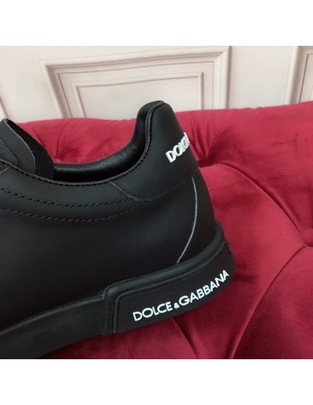 Cheap Reps Dolce Gabbana Womens Portofino Sneakers In Black Leather