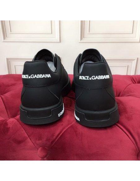 Cheap Reps Dolce Gabbana Womens Portofino Sneakers In Black Leather
