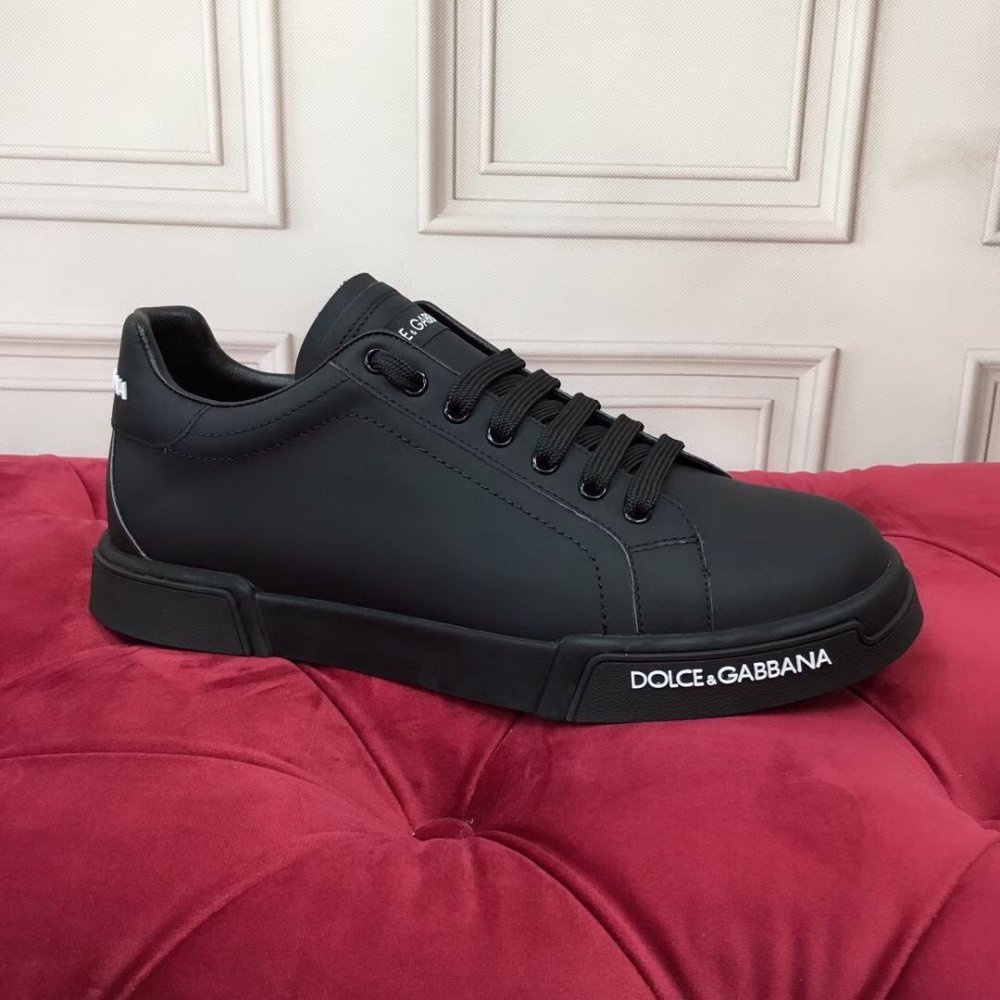 Cheap Reps Dolce Gabbana Womens Portofino Sneakers In Black Leather