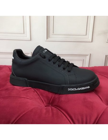 Cheap Reps Dolce Gabbana Womens Portofino Sneakers In Black Leather