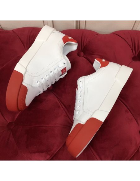 Cheap Reps Dolce Gabbana Womens Portofino Sneakers with Red Toe-cap