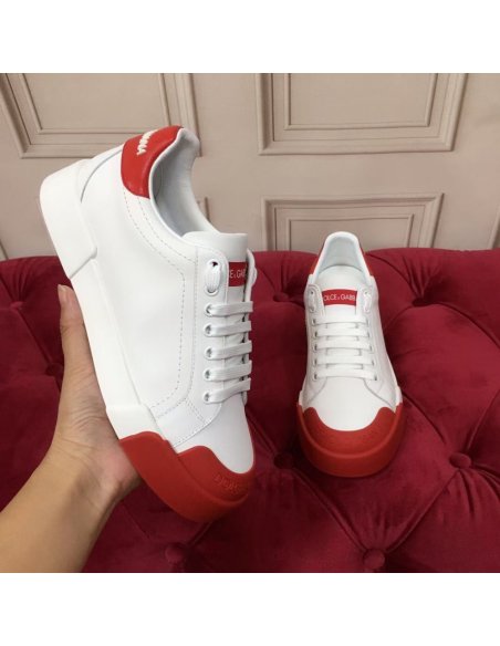 Cheap Reps Dolce Gabbana Womens Portofino Sneakers with Red Toe-cap