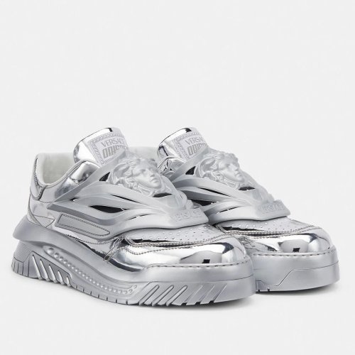 Cheap Reps Versace Womens Odissea Sneakers In Silver Leather