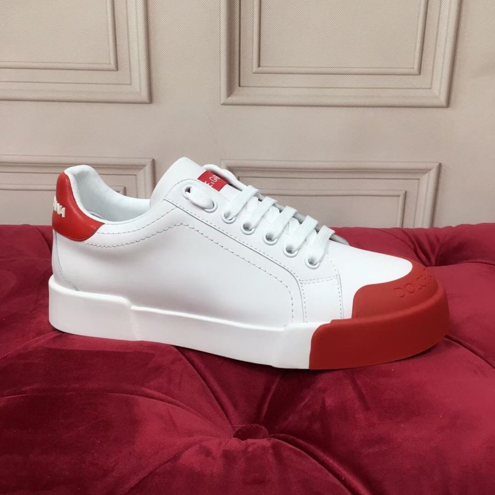 Cheap Reps Dolce Gabbana Womens Portofino Sneakers with Red Toe-cap