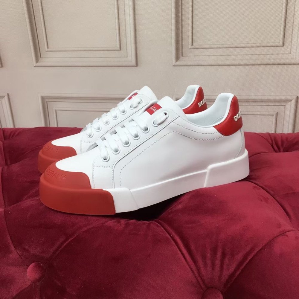 Cheap Reps Dolce Gabbana Womens Portofino Sneakers with Red Toe-cap