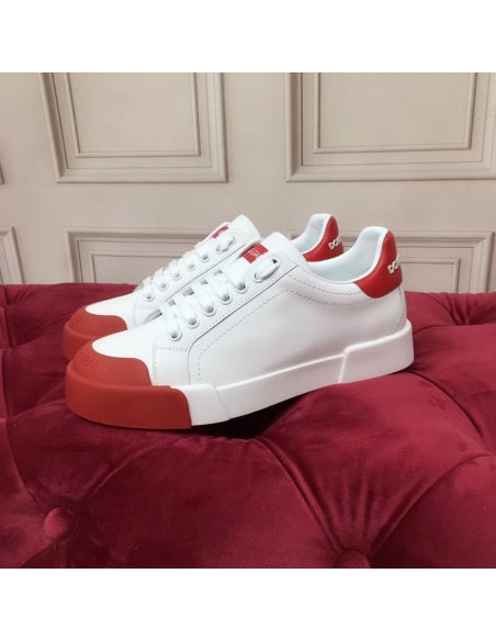 Cheap Reps Dolce Gabbana Womens Portofino Sneakers with Red Toe-cap