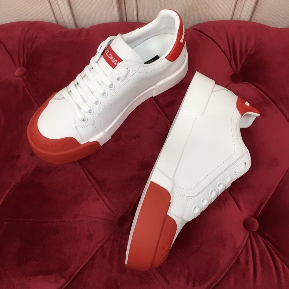 Cheap Reps Dolce Gabbana Womens Portofino Sneakers with Red Toe-cap