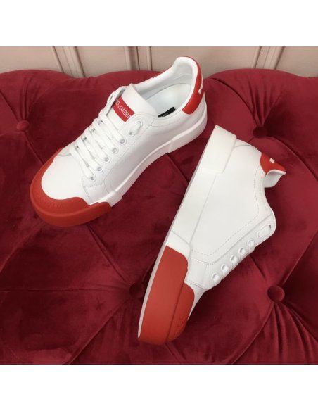 Cheap Reps Dolce Gabbana Womens Portofino Sneakers with Red Toe-cap