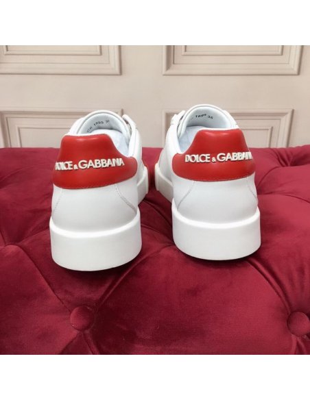 Cheap Reps Dolce Gabbana Womens Portofino Sneakers with Red Toe-cap