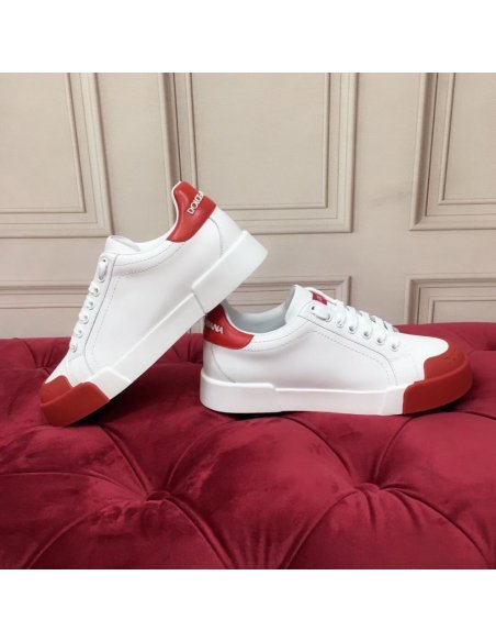 Cheap Reps Dolce Gabbana Womens Portofino Sneakers with Red Toe-cap