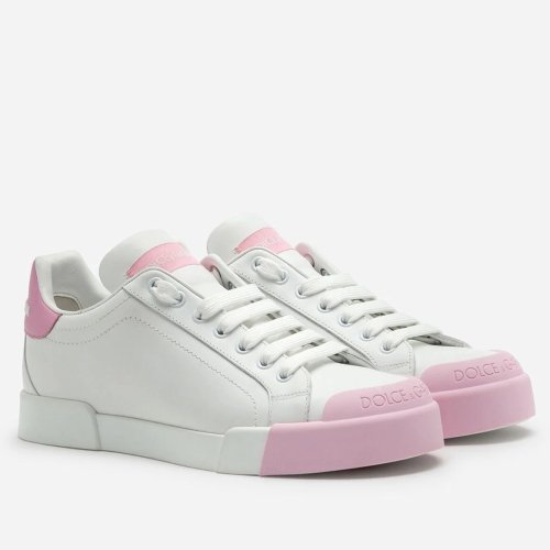 Cheap Reps Dolce Gabbana Womens Portofino Sneakers with Pink Toe-cap