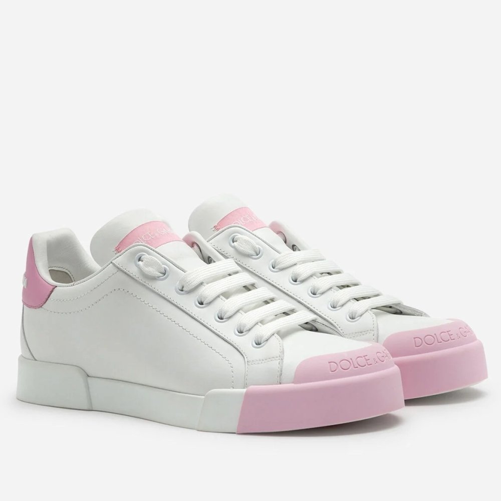Cheap Reps Dolce Gabbana Womens Portofino Sneakers with Pink Toe-cap