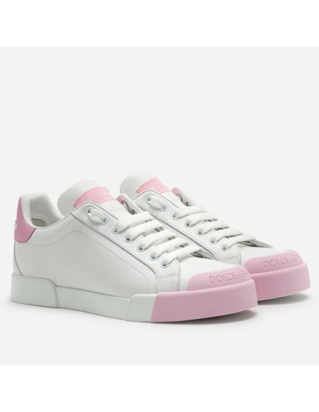 Cheap Reps Dolce Gabbana Womens Portofino Sneakers with Pink Toe-cap
