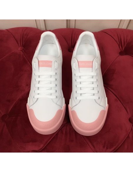 Cheap Reps Dolce Gabbana Womens Portofino Sneakers with Pink Toe-cap