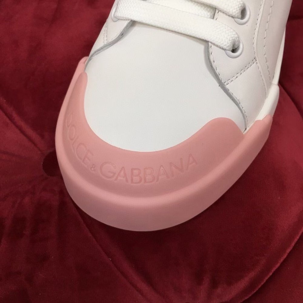 Cheap Reps Dolce Gabbana Womens Portofino Sneakers with Pink Toe-cap