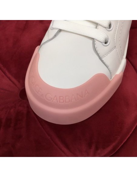 Cheap Reps Dolce Gabbana Womens Portofino Sneakers with Pink Toe-cap