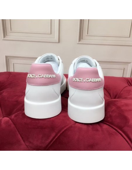 Cheap Reps Dolce Gabbana Womens Portofino Sneakers with Pink Toe-cap