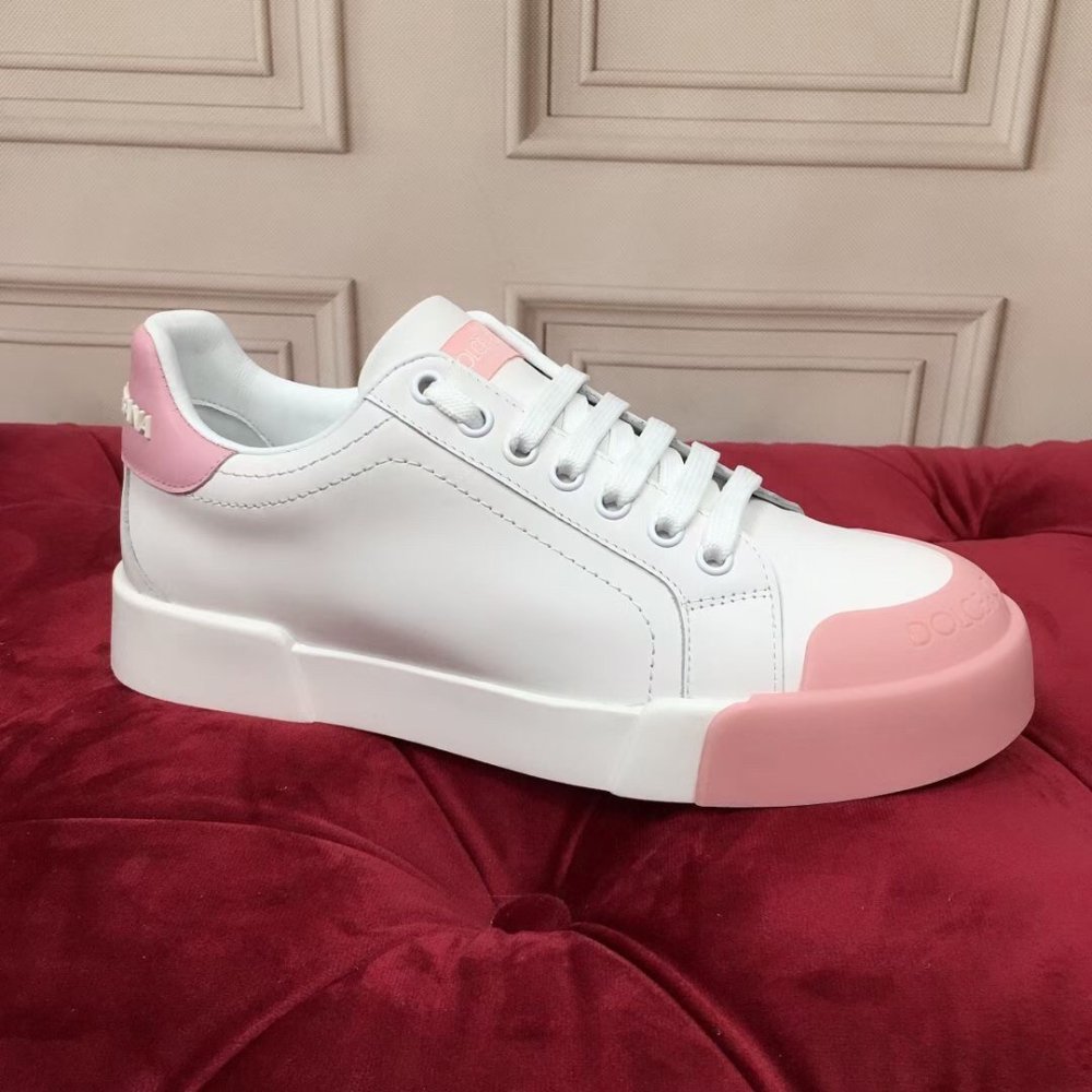 Cheap Reps Dolce Gabbana Womens Portofino Sneakers with Pink Toe-cap