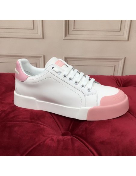 Cheap Reps Dolce Gabbana Womens Portofino Sneakers with Pink Toe-cap