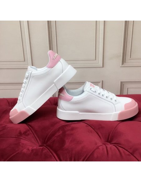 Cheap Reps Dolce Gabbana Womens Portofino Sneakers with Pink Toe-cap