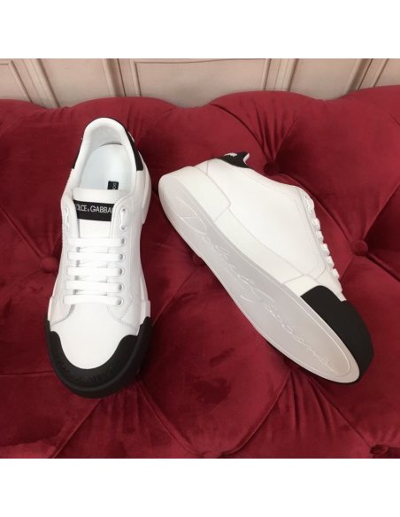 Cheap Reps Dolce Gabbana Womens Portofino Sneakers with Black Toe-cap