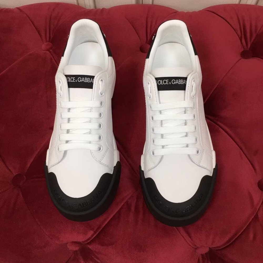 Cheap Reps Dolce Gabbana Womens Portofino Sneakers with Black Toe-cap