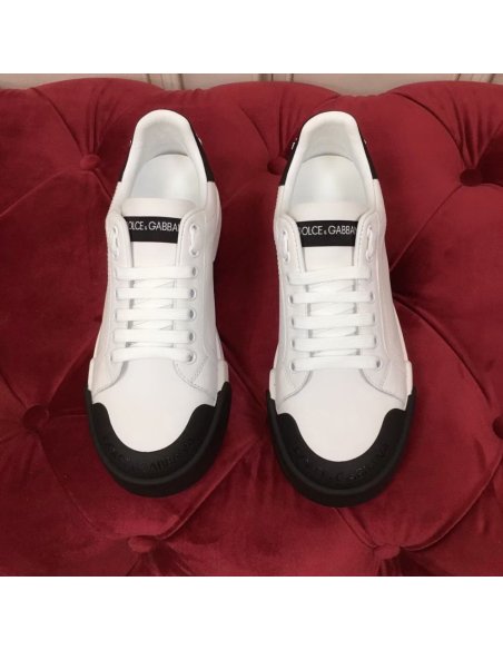 Cheap Reps Dolce Gabbana Womens Portofino Sneakers with Black Toe-cap