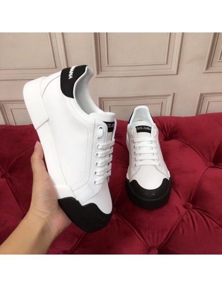 Cheap Reps Dolce Gabbana Womens Portofino Sneakers with Black Toe-cap