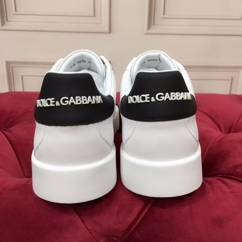 Cheap Reps Dolce Gabbana Womens Portofino Sneakers with Black Toe-cap