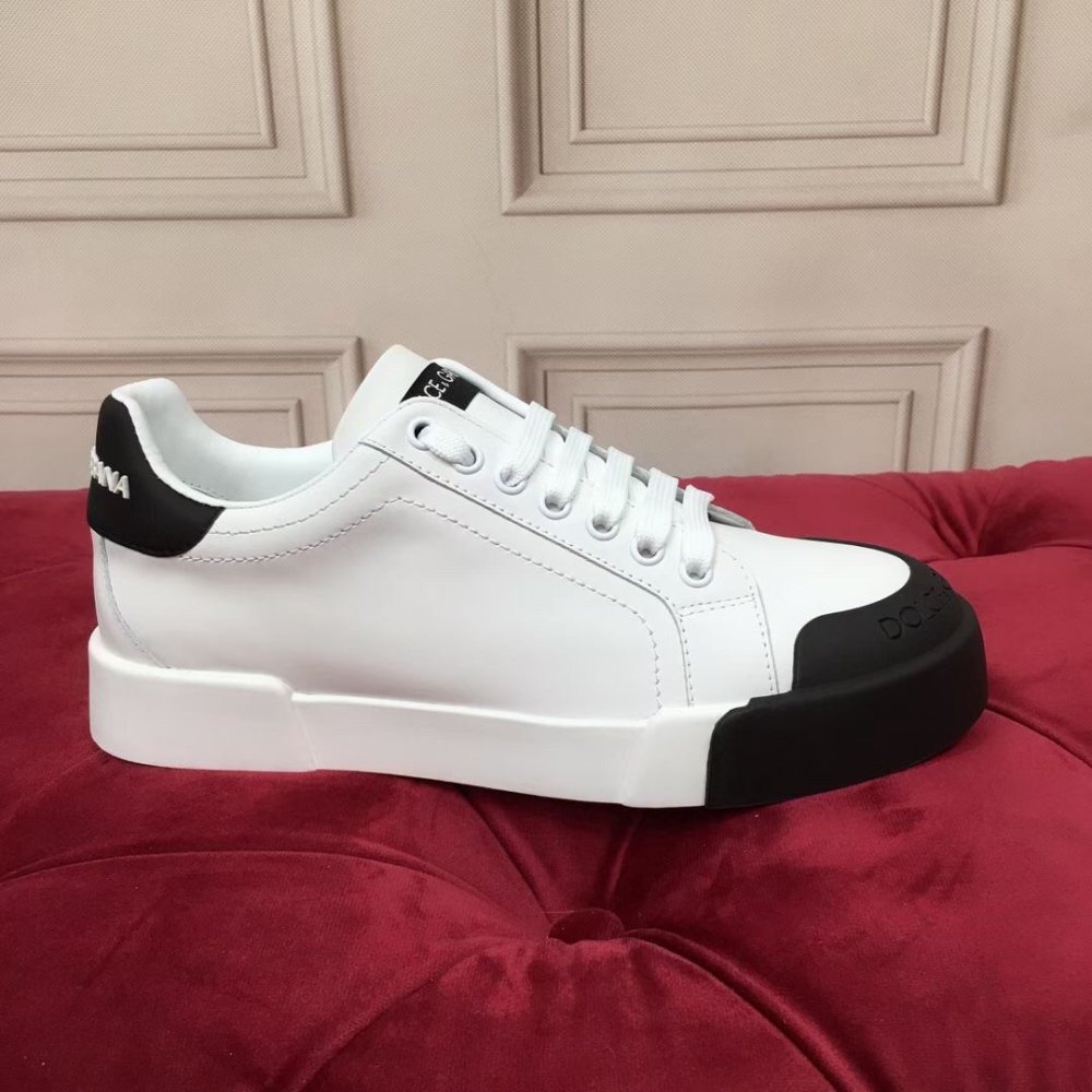 Cheap Reps Dolce Gabbana Womens Portofino Sneakers with Black Toe-cap