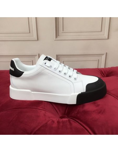 Cheap Reps Dolce Gabbana Womens Portofino Sneakers with Black Toe-cap