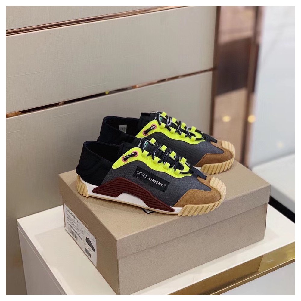 Cheap Reps Dolce Gabbana Womens NS1 Slip-on Sneakers Grey/Yellow