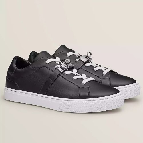 Cheap Reps Hermes Womens Day Sneakers in Black Leather