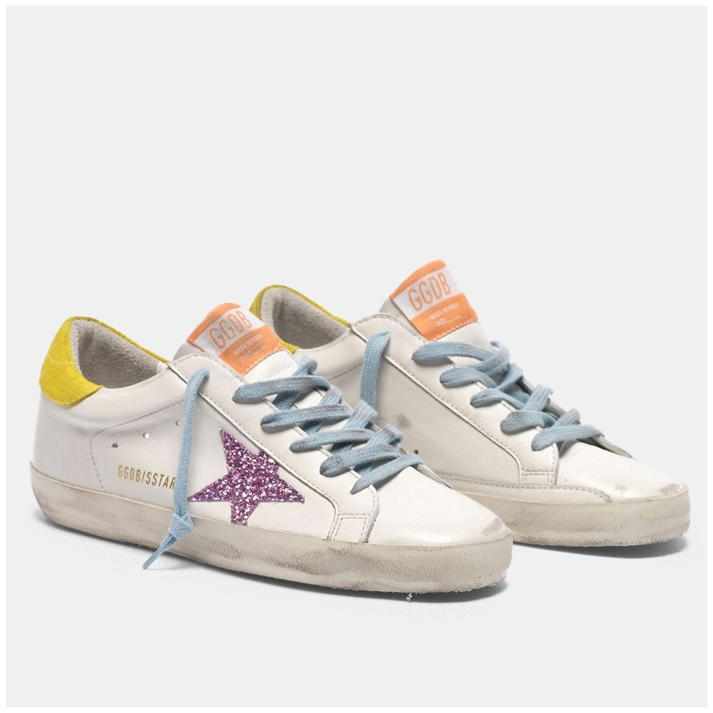 Cheap Reps Golden Goose Womens Super-Star Sneakers With Fuchsia Glitter Star